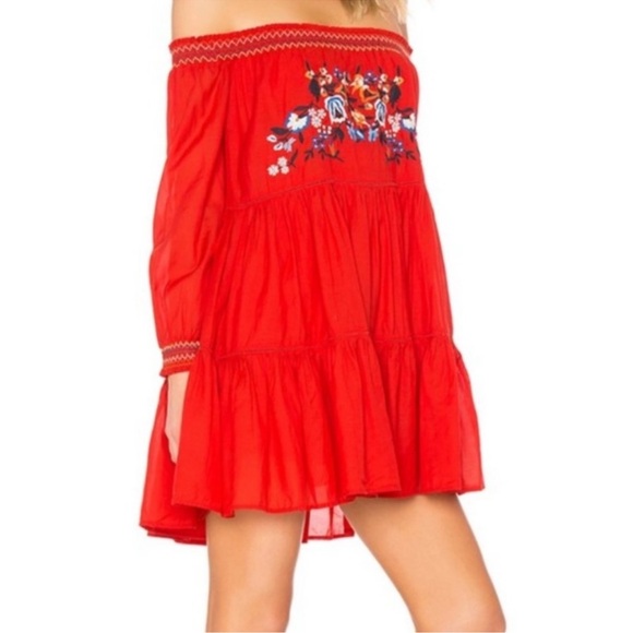 FREE PEOPLE Sunbeam Off Shoulder Embroidered Mini Dress - Picture 4 of 9